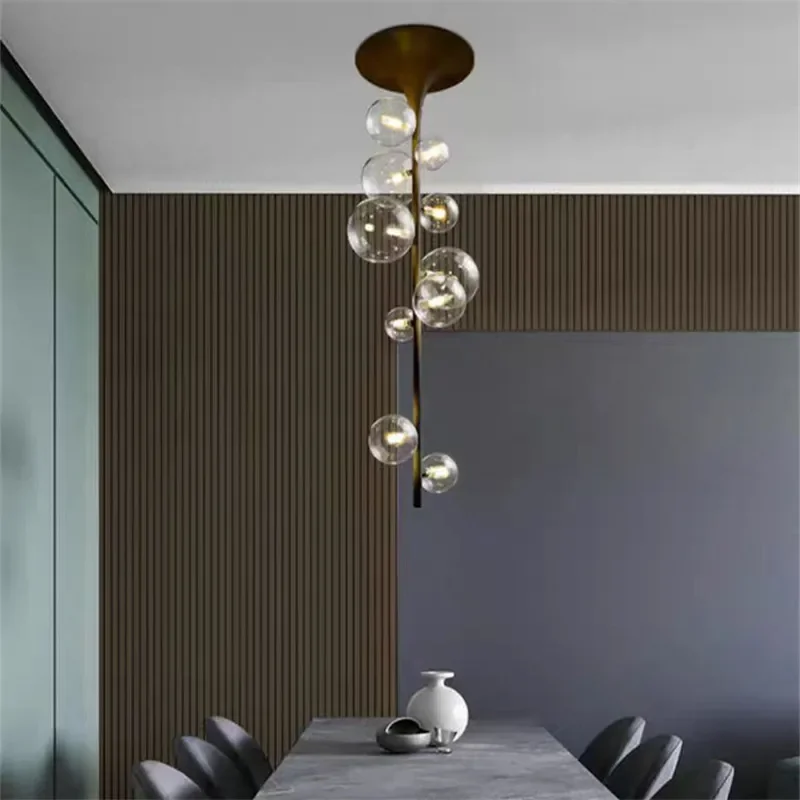 Lampade a sospensione a LED con sfera di vetro nordica per soggiorno, sala da pranzo, tavoli alimentari, cucina, camera da letto, lampadario,