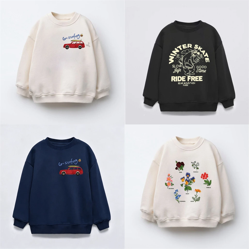 Long Sleeve Pullovers Baby Boys Girls Round Neck Sweatshirts Solid Color All-match Tops Infant New 2026 Spring Autumn Clothing
