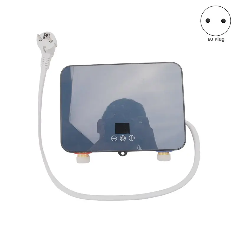 Electric Water Heater, Instant Hot Water Heater with Digital Display Self-Modulating for RV Kitchen Bathroom EU Plug