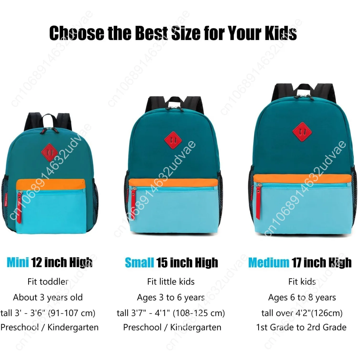 HawLander Little Kids Backpack for Boys Toddler School Bag Fits 3 to 6 years old, 15 inch, Blue Green