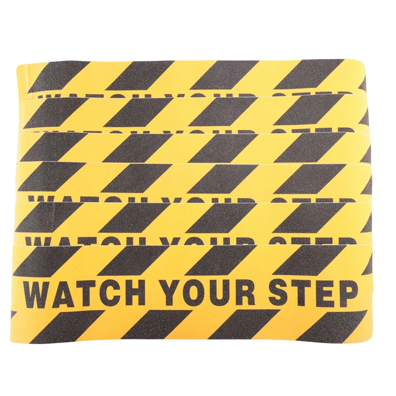 Watch Your Step Floor Decals Stickers 6X24 Inch Warning Sign Sticker Floor Tape Anti Slip Abrasive Adhesive Tape Decal