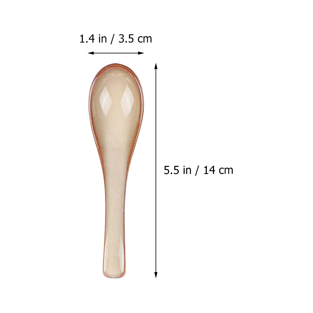 

4Pcs Japanese Style Ceramic Soup Spoons Kiln Change Decorative Dessert Spoons for Home Kitchen Restaurant Porridge Stirring