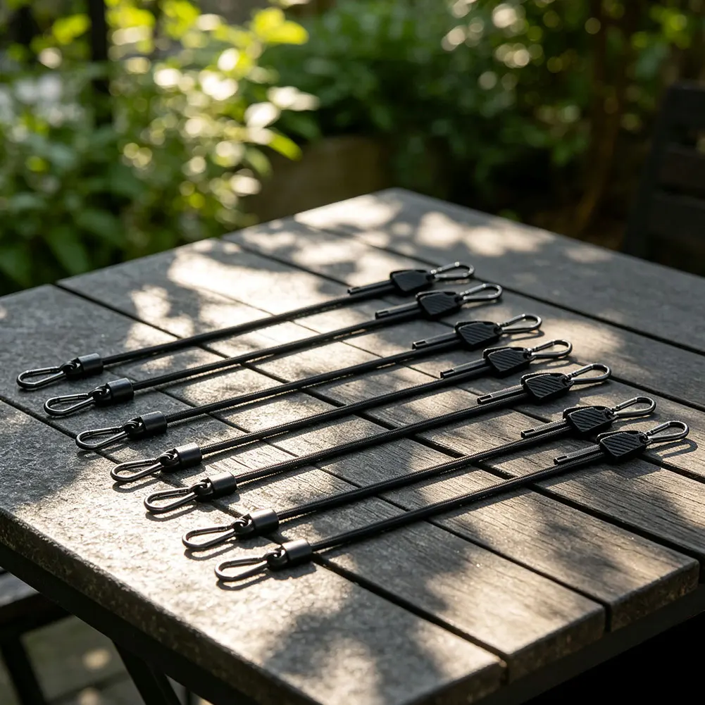 36 Adjustable Bungee Cords 7 to 36 Inch Stretchable Rubber Ties with For Secure Carabiner Clips for Camping and Travel