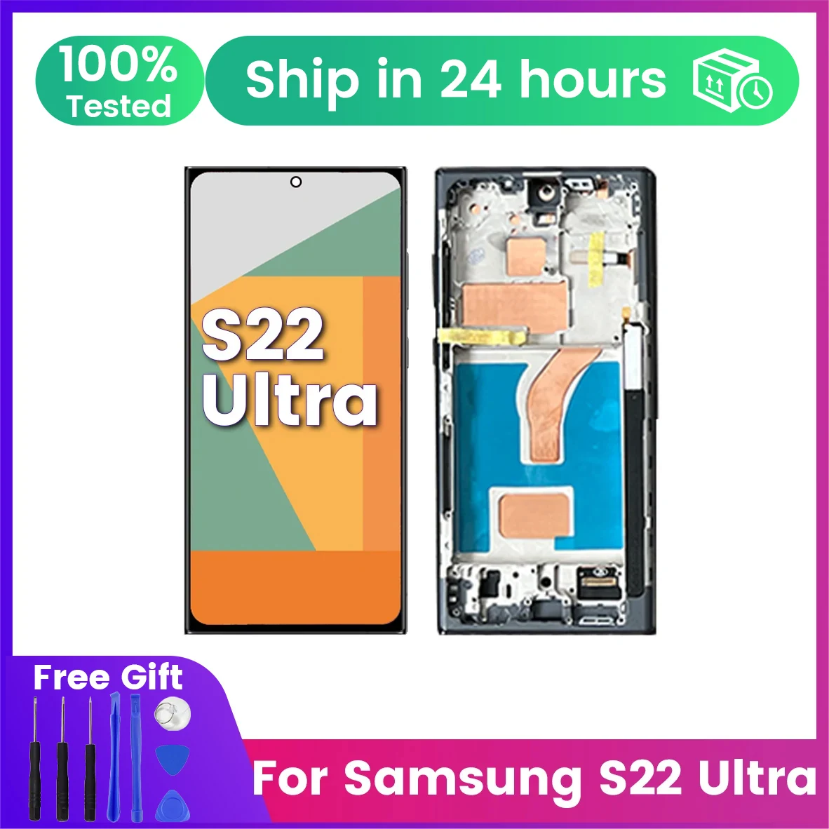 GEFENSITTF para Samsung Galaxy Pantalla S22 Ultra 5G S908B S908B/Pantalla táctil digitalizador S22 Ultra LCD con marco