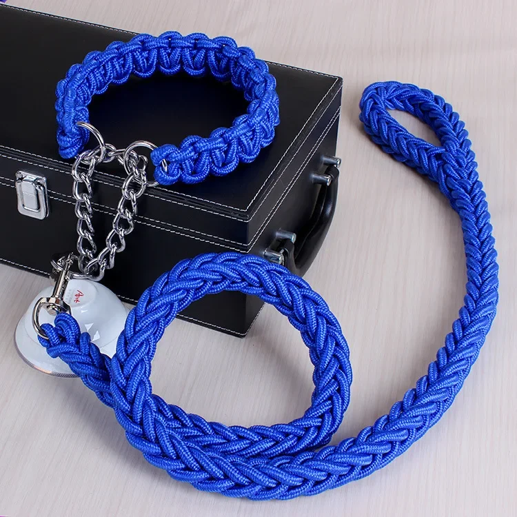 High Quality Strong Rope Dog Training Collar Lead Nylon Knit Traction Rope Leash Dog Pet Walking P Chain Multicolor For Big Dog