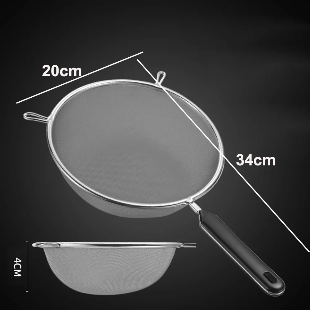 

Stainless Steel Food Strainer Colander 12 14 16 20 22cm Easy to Clean Fine Mesh Strainer Small Rust-Proof Matcha Sifter