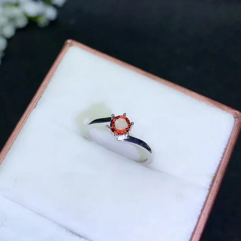 CoLife Jewelry Fashion Garnet Ring for Young Girl 5mm Naturak Wine Red Garnet Silver Ring 925 Silver Garnet Jewelry