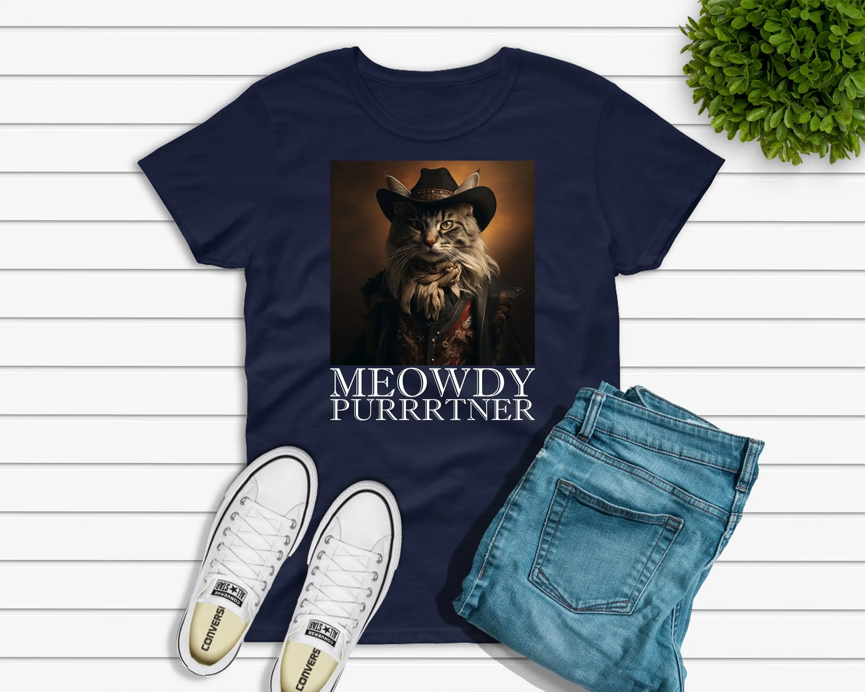 Meowdy Purrrtner T Shirt Funny Cowboy Cat Country Music Lover Cute Western Hat Kitten For