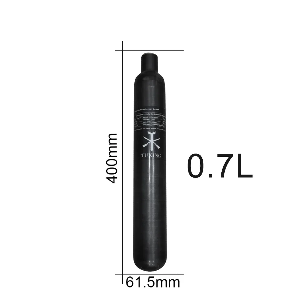 TUXING 4500Psi 300Bar 30Mpa 0.7L 700CC Carbon Fiber Cylinder HPA Tank High Presssure Gas Cylinder for FX Diving Hunting M18*1.5