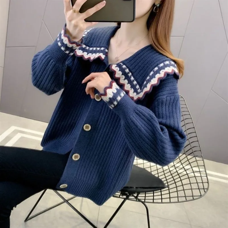 Suéter de punto para mujer, abrigo de estilo coreano, moda 2025, nuevo en prendas de punto, ropa de oficina, cárdigan rojo ligero Vintage de tendencia novedosa para mujer