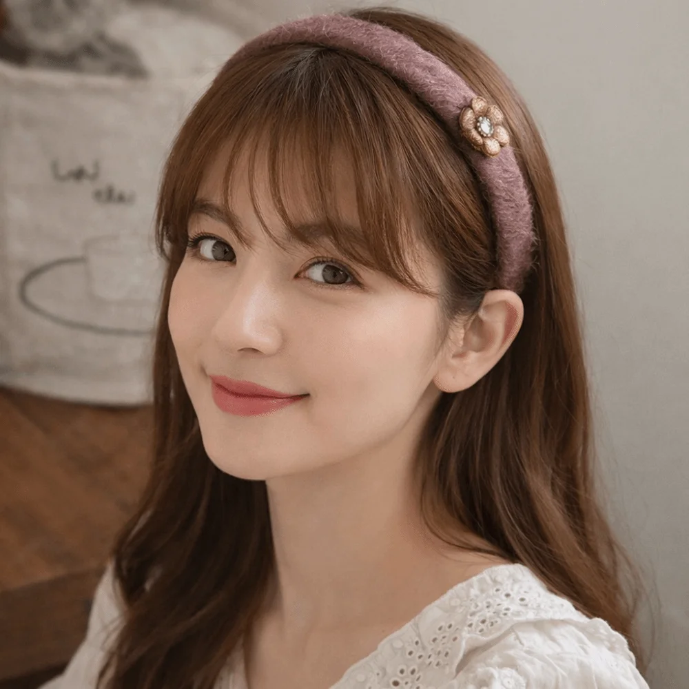 

Korean Style Retro Headband Exquisite Non-Slip Flower Knitted Hair Band Vintage Headwear Thin Edge Hairband Wash Face