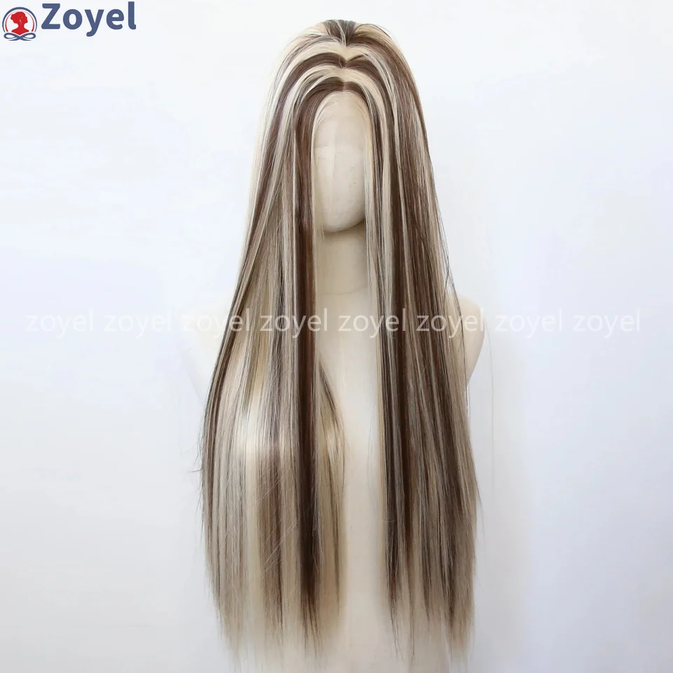 

Balayage Wig Blonde #613 Highlight Brown Long Straight Synthetic Lace Front Wigs for Women Pre Plucked Heat Resistant Fiber