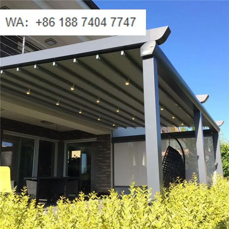 

Factory Direct Nature Inspired Aluminum Alloy PVC Motorized Waterproof Rain Canopy Bioclimate Outdoor Garden Pergola Roof System