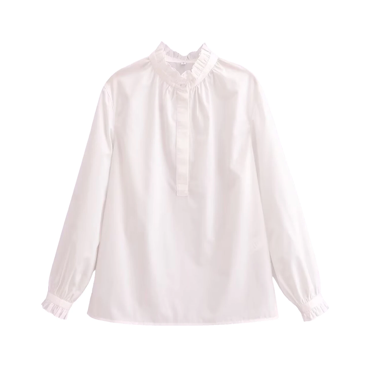 Lanterne plissée à col montant irt pour femmes, en Polyester respirant, coupe ample, longue, tenue quotidienne, couleur Pure, été 2025