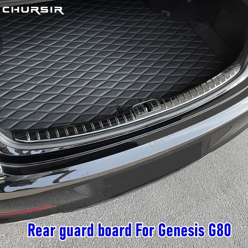 Rear Guard Board For Hyundai Genesis G80 Car Rear Trunk Mat Decorative Strip Stainless Steel Exterior Decorative Accessories