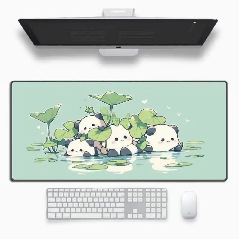 

Adorable Panda Art Aesthetic Desk Mat Large Gaming Mouse Pad Non-Slip Desk Pad for Laptop Computer Keyboard 90x40 Office Decor