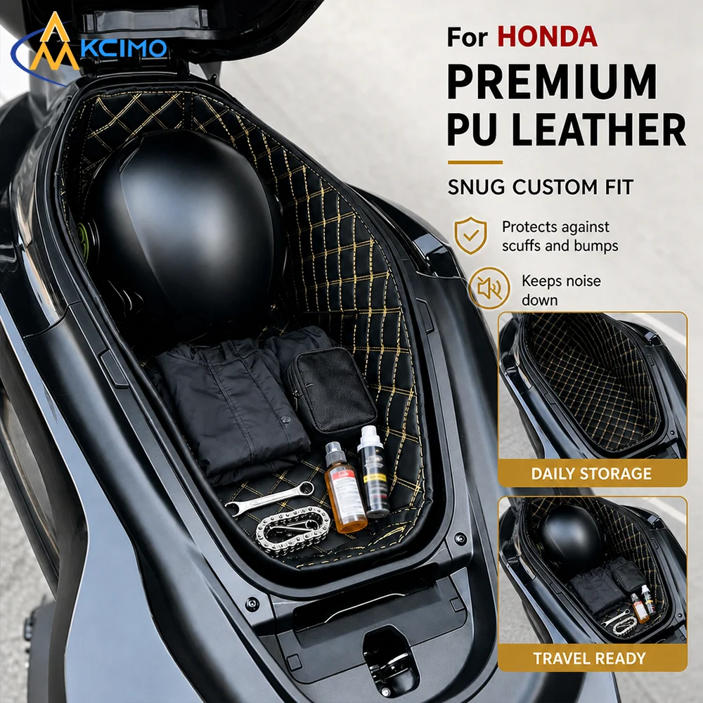 1Pc PU Motorcycle Trunk Liner Pad, Wear-Resistant Seat Bucket Storage Mat For Honda PCX125 PCX150 PCX160 ADV150 Interior Parts