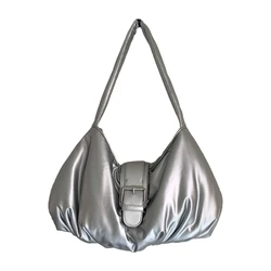 Ruched Design Armpit Bag Torebki dla kobiet Torba materiałowa Srebrny/Czarny/Biały/Zielony