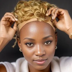 Pixie Cut Wig Honey Blond Water Deep Wave Brazilian Human Hair Wig Short Afro Curly Wave Afro Puff Kinky Curly Wig Machine Made