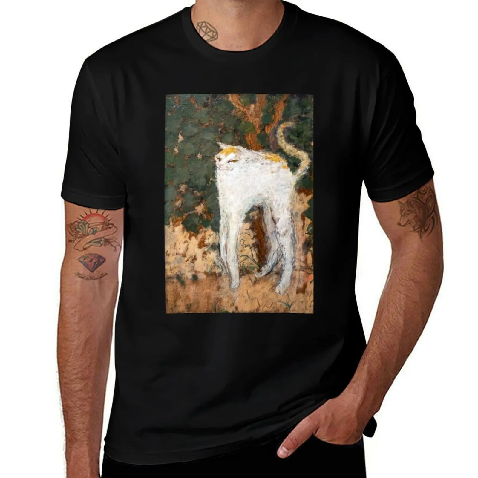 Pierre Bonnard - The White Cat / Le Chat Blanc T-Shirt Work Duty Casual T-Shirt