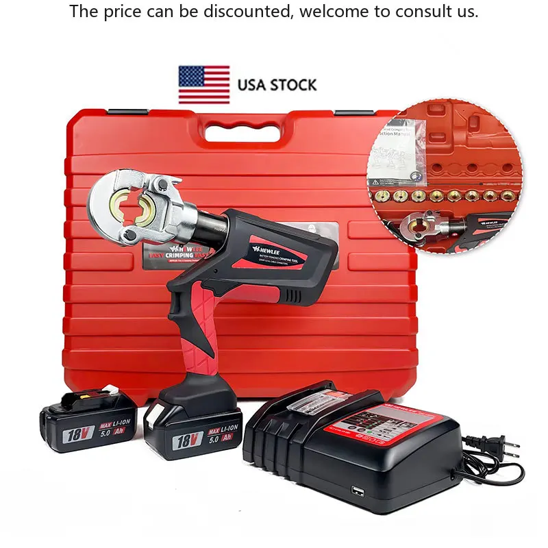 

HEWLEE HL-300B Battery Powered Cordless Hydraulic Crimping Plier Copper Aluminum Cable Crimping Plier Electric Crimping Tool