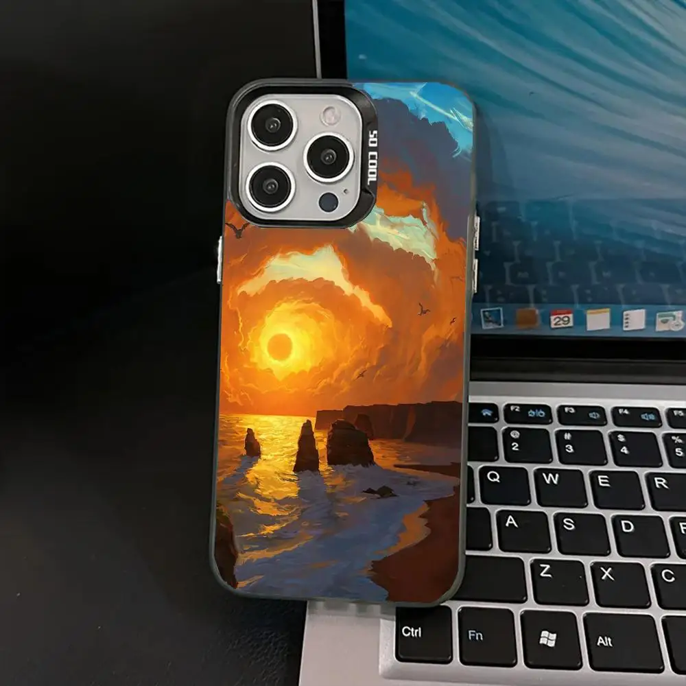

Sunset view case for iPhone17 16 15 14 13 12 11 Pro/ Max/Plus shock-proof rear cover anti-fingerprint
