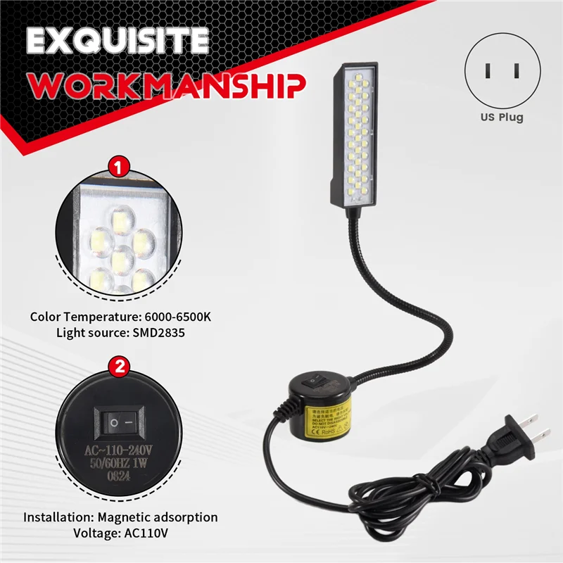 ABJY-30 LED ماكينة خياطة ضوء الخياطة الإضاءة لطاولة مخرطة الحفر الصحافة مرنة معقوفة الذراع مصباح العمل