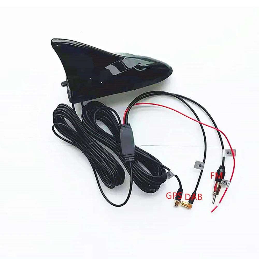 Auto Car Roof Antenna GPS+DAB+FM/AM Radio Signal Aerial Shark Fin Roof Mount Aerial with Adhesive Tape Base Auto Accessories