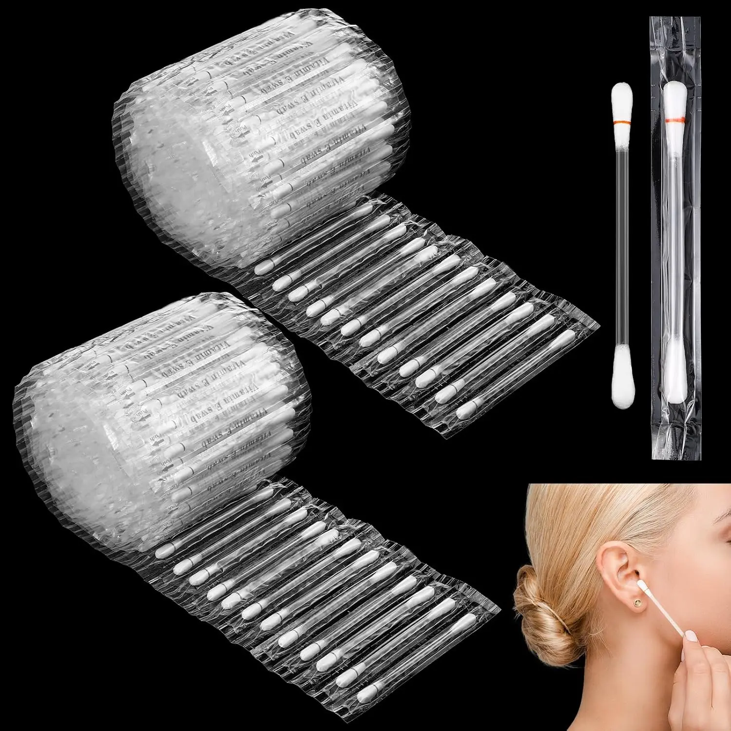 

200 Pcs Saline Swabs for Piercing Aftercare, Individually Wrapped, Nose & Ear Bump Care