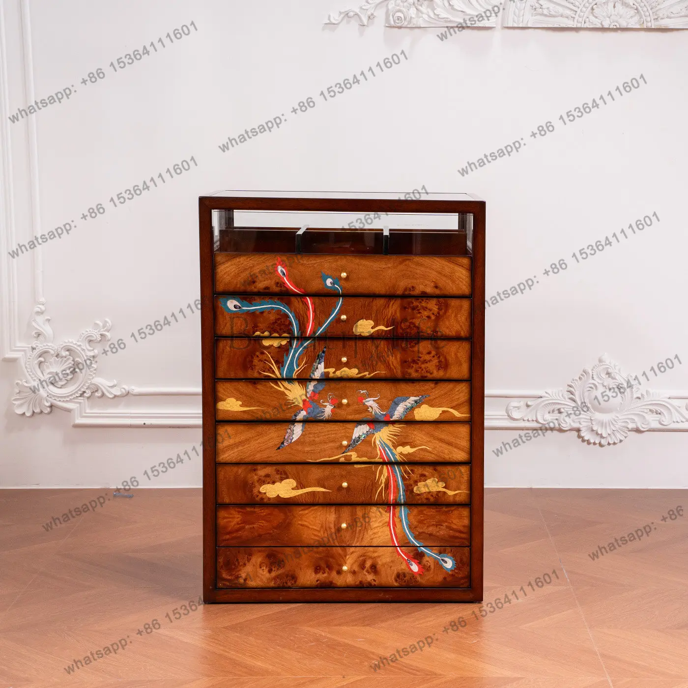 

New peach blossom core solid wood jewelry cabinet household high-end layered storage drawer display cabinet