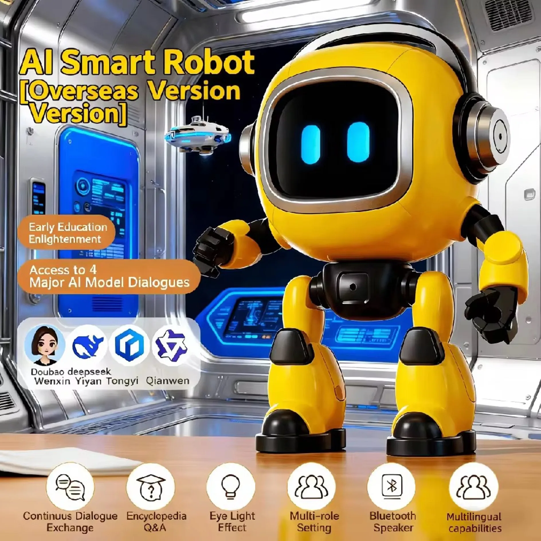 AI Intelligent Robot DeepSeek Big Model Doubao Dialogue Children Smart Speech Voice WiFi Bluetooth Dual Network Learning Machine