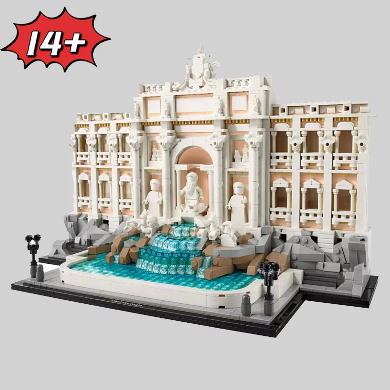 2025 Neuer 21062, weltberühmter Trevi-Brunnen, Baustein, Weltarchitektur, Ziegelmontage, Spielzeug,