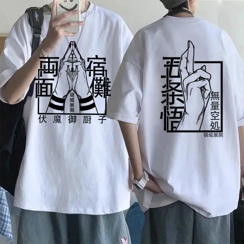 EU Size Japanese Anime Funny T Shirt Jujutsu Kaisen Shirt Gojo Satoru Yuji Itadori T-shirt Gothic Tops Tees Mange Tshirt Y2k
