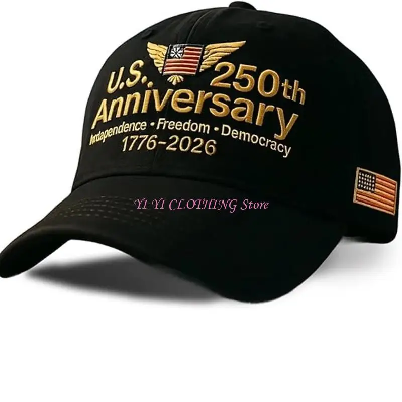 N5KF 250th الذكرى السنوية القبعة القبعة الناعمة النسيج تصميم التهوية للرجال النساء الأطفال #6