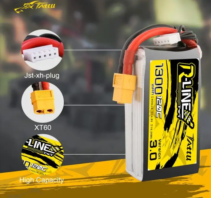 Ace Tattu R-Line Versie 3.0 1300Mah 14.8V 120c 4 Cellen 4S 1P Lipo Accu Xt60 Voor Rc Auto Boot Vrachtwagen Heli Vliegtuig Drone