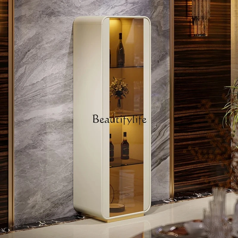 

02Light luxury glass against the wall Customized guest dining room cabinet Post-modern fashionable high-end Italian bookshelf