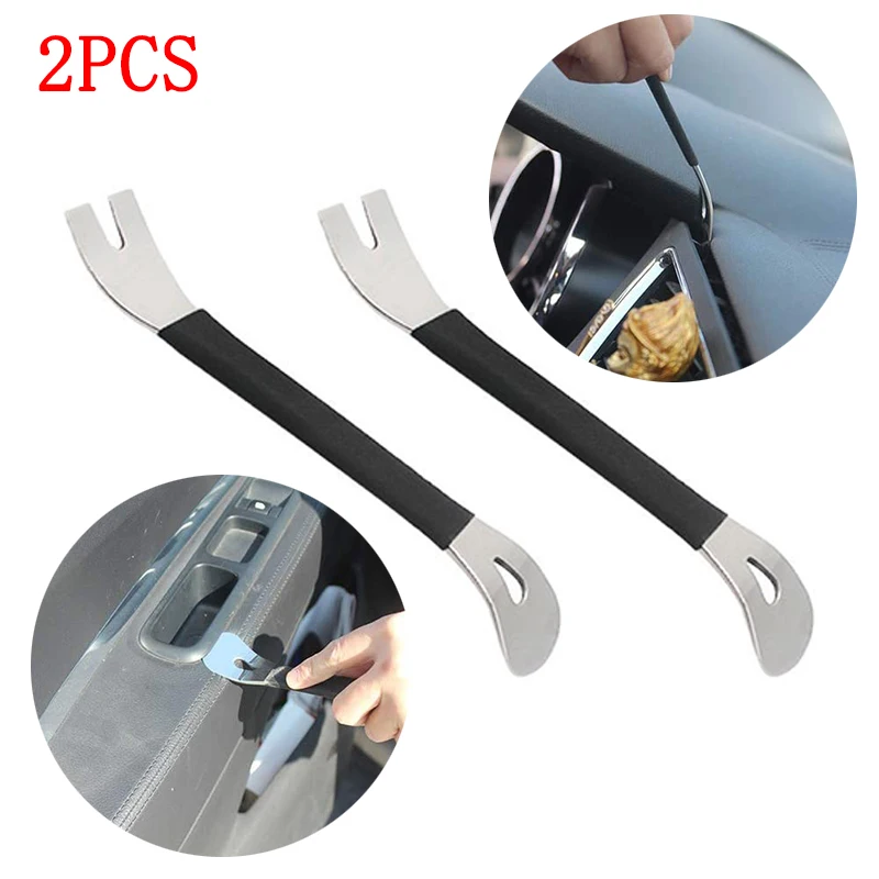 2PCS Car Audio Door Disassembly and Assembly Metal Steel Pry Panel Car Hand-held Disassembly Tools Auto Repair Tools Accessories