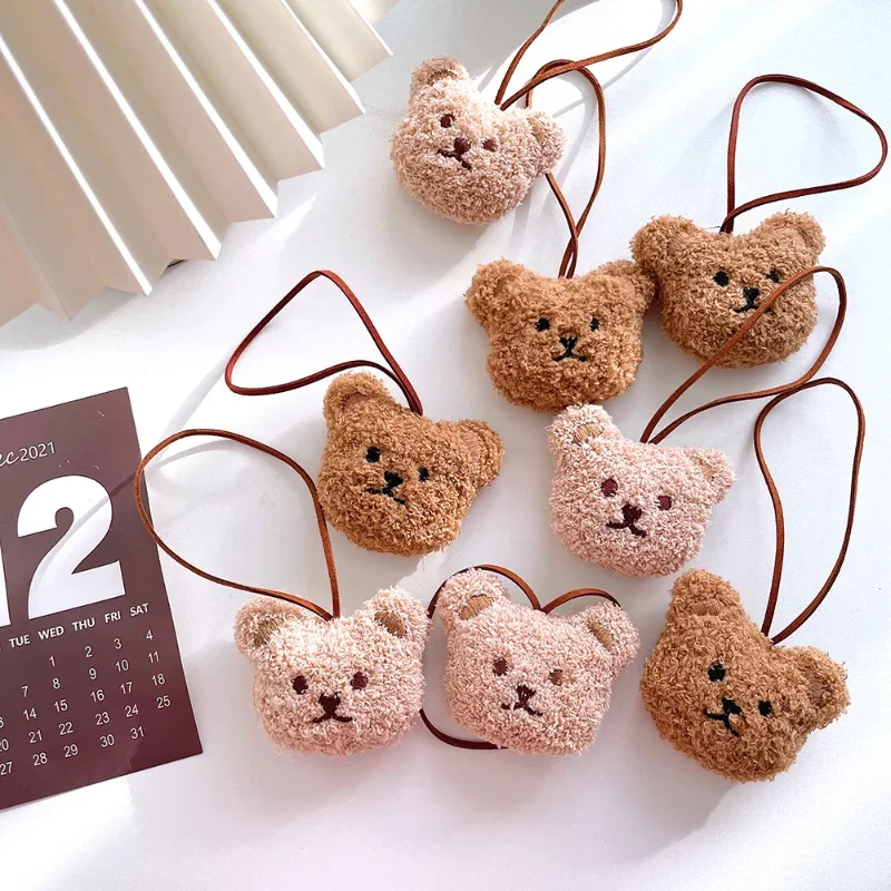 2szt Cute Cartoon Bear Name Pendant Plush Decoration Kindergarten Name Tag Children's Name Tag Pendant Kawaii Keychain PP Cotton