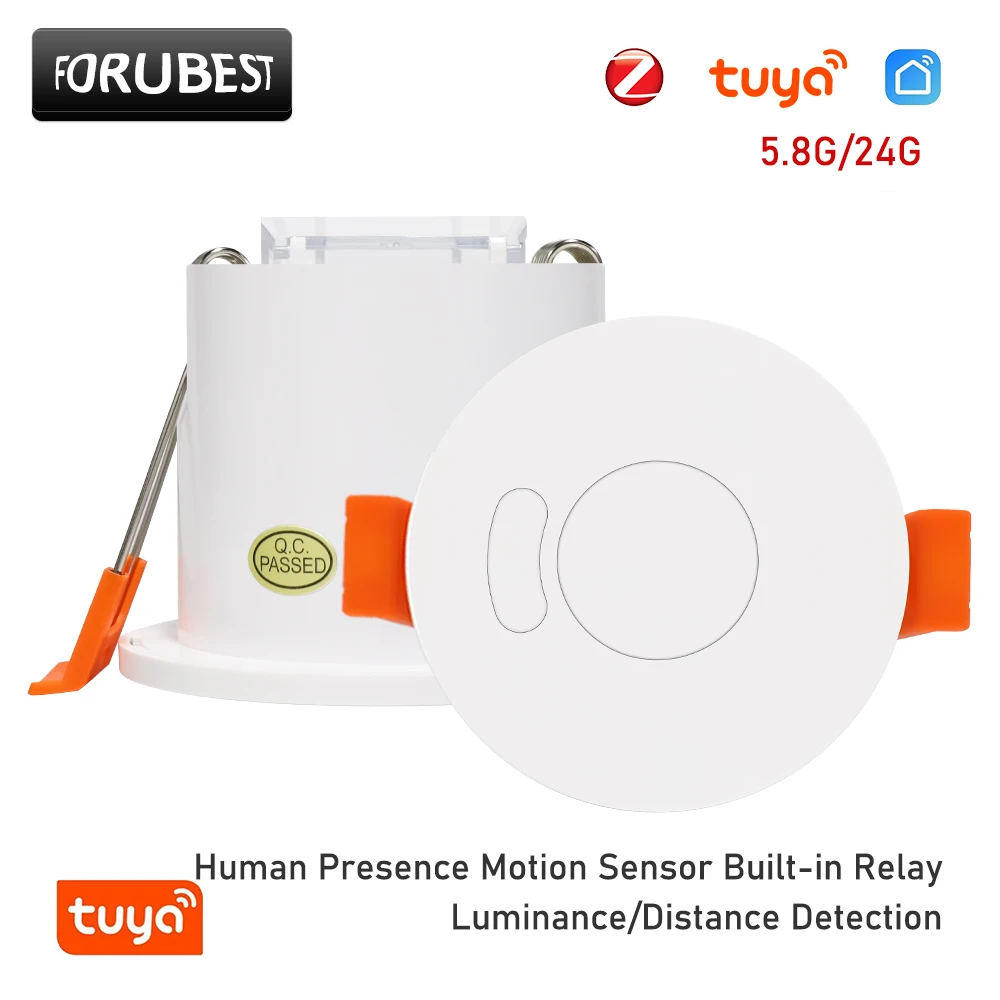 Sensor de Presença Radar Humano MmWave, Sensores de Movimento Tuya, Detector de Interruptor de Luz, Detecção de Luminosidade com Relé, 24G