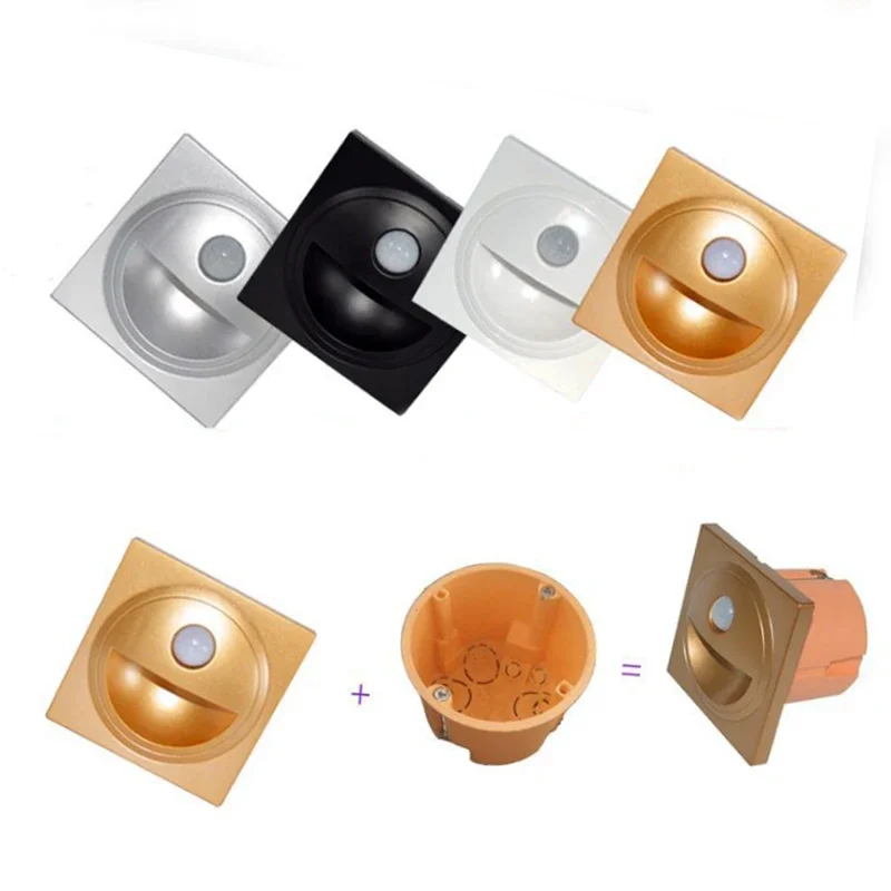 

Wall Light Sensor Staircase Lamp Round Nightlights Motion Detector Recessed Luminaire for Step Ladder Interior Room Decor