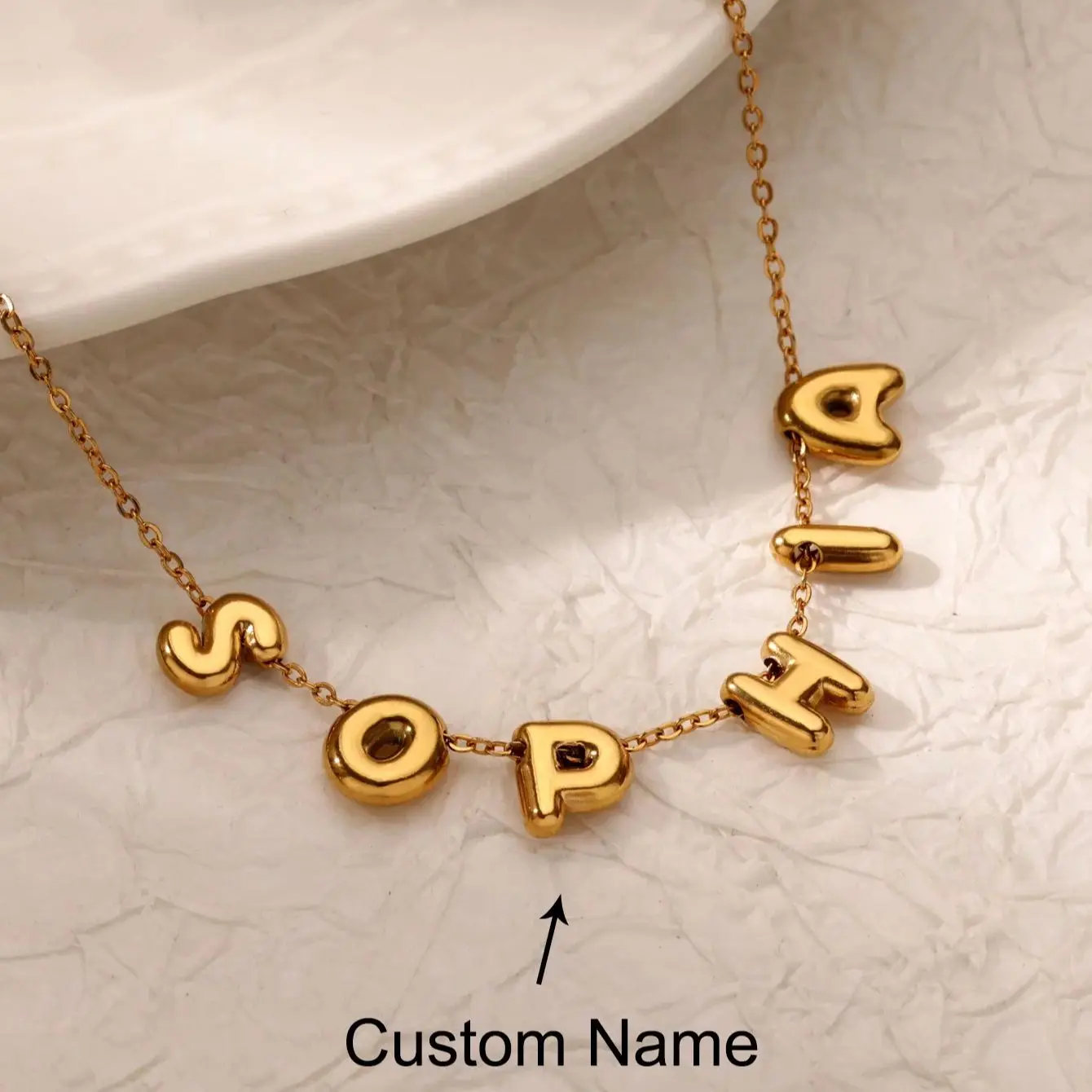 Custom Bubble Initial Letter Name Necklace For Women Men Personalized Letter Necklace  Stainless Steel Jewelry Mother's Day Gift