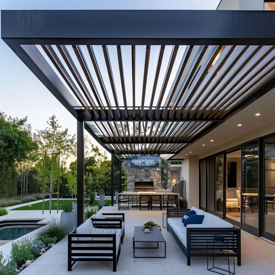 

High-strength Hurricane Resistant Aluminum Alloy Frame Adjustable Waterproof Louvered Pergola Heavy-duty Stable Structure Gazebo