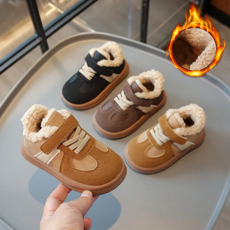 

Зимняя детская обувь для отдыха на открытом воздухе для девочек подходящая ко всему обувь на плоской подошве для маленьких девочек уютная обувь принцессы с мехом Детские Популярные студенческие кроссовки