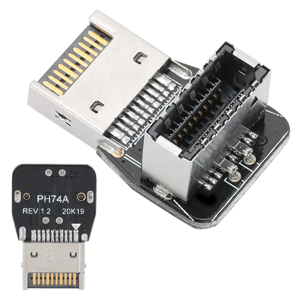 High Speed 90 Degree Angle USB Type E Adapter USB 3.1 10Gbps Speed PH74A Front Panel Adapter USB Header Adapter PC Motherboard