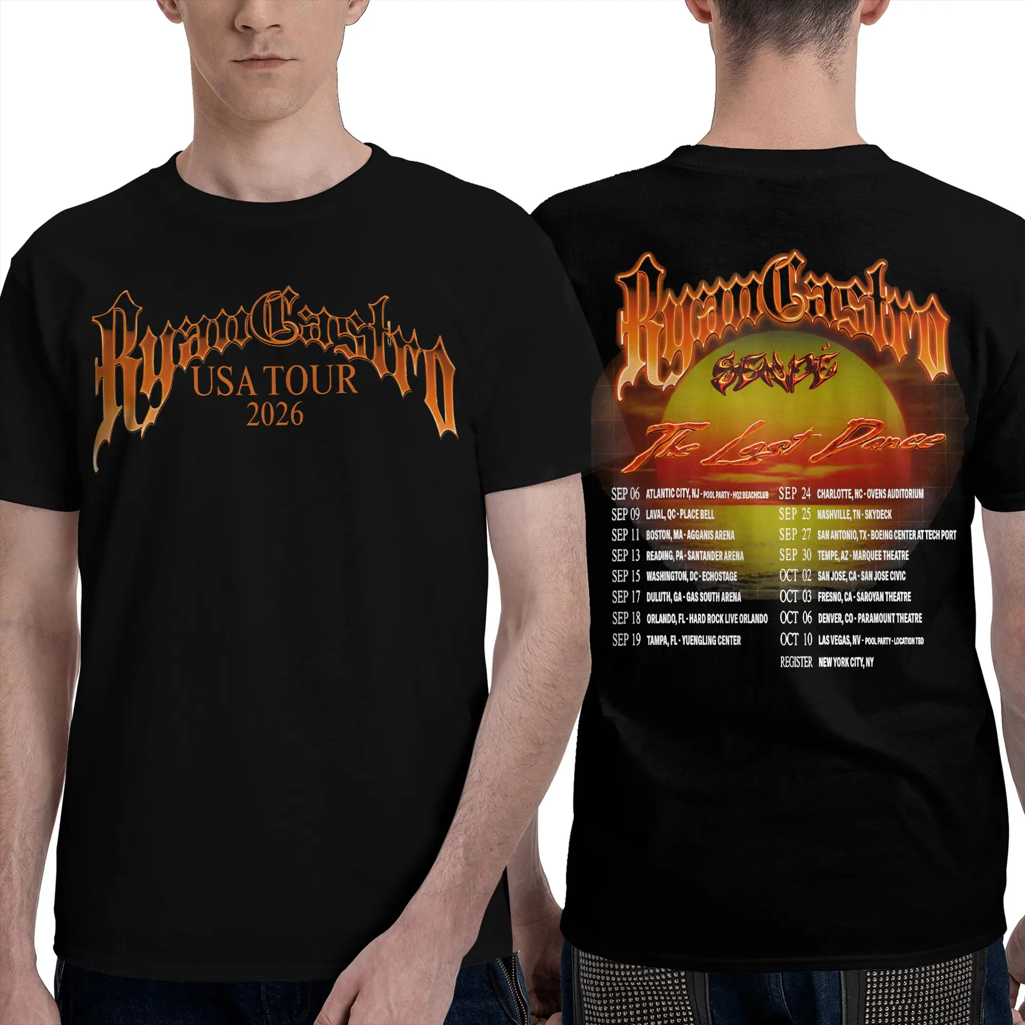 Men Women Graphic Printed Ryan Castro Sende Latam Album Tour 2026  Tee T Shirt Pure Cotton  T-shirts Clothing