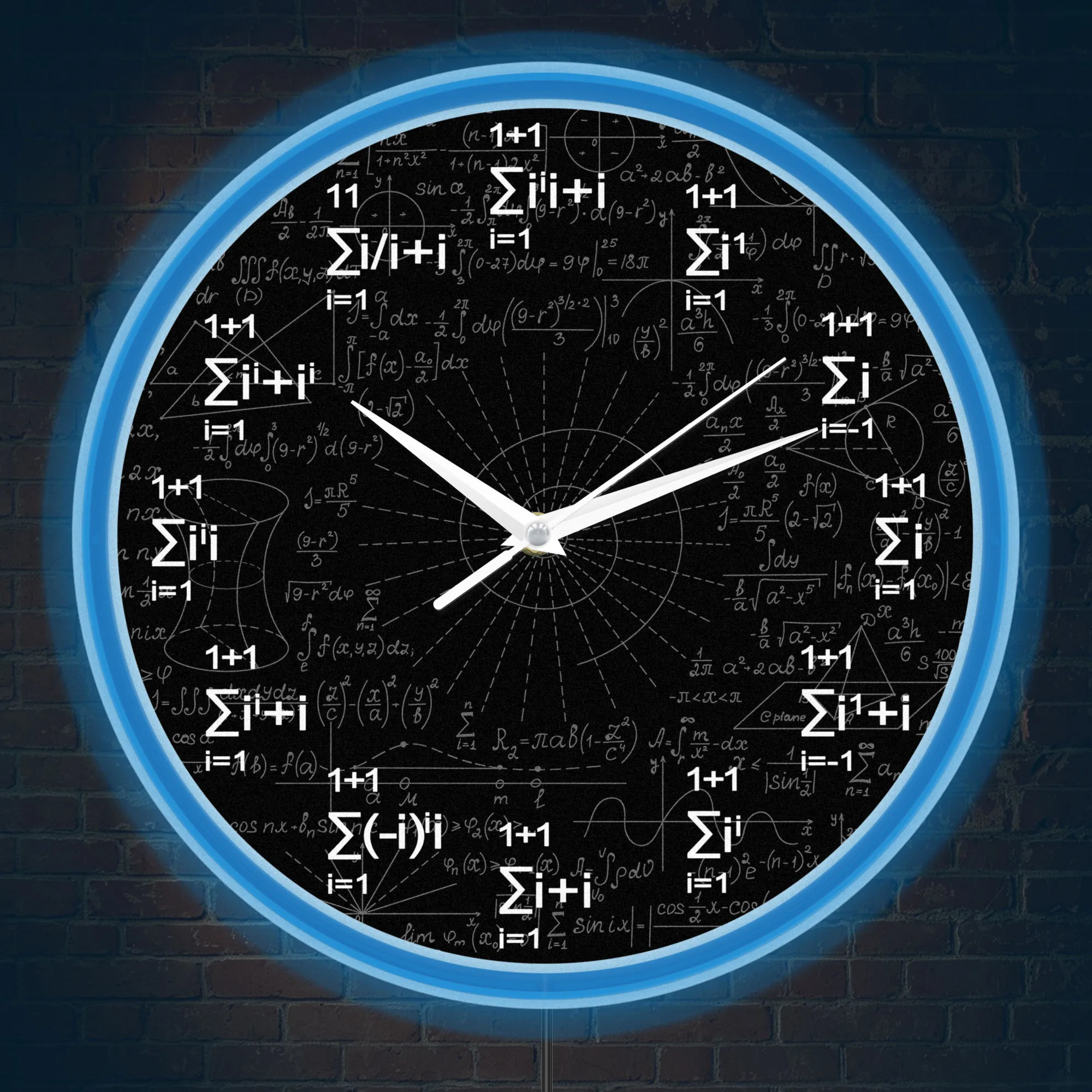 Advanced Math Calculus Formula LED Neon Wall Clock Math Summation Symbol Illuminated Sign Glow in Dark Night Light Wall Clock
