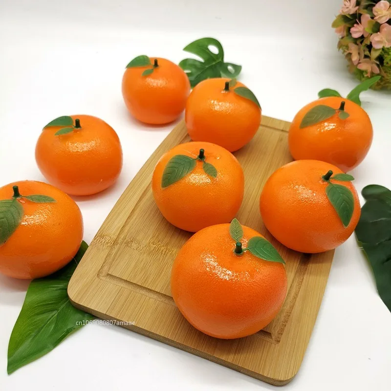 1pc Tangerine Fruit Artificial Oranges 8cm Simulation Fruits Lifelike Realistic Tangerines Model Decor Pretend Ornament