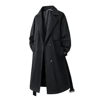 Men's Mid-Length British Lace-Up Trench Coat 3 2026 Spring Autumn Mid-length British Trench Coat Light Ripe Lace-up Trench Coat 3
