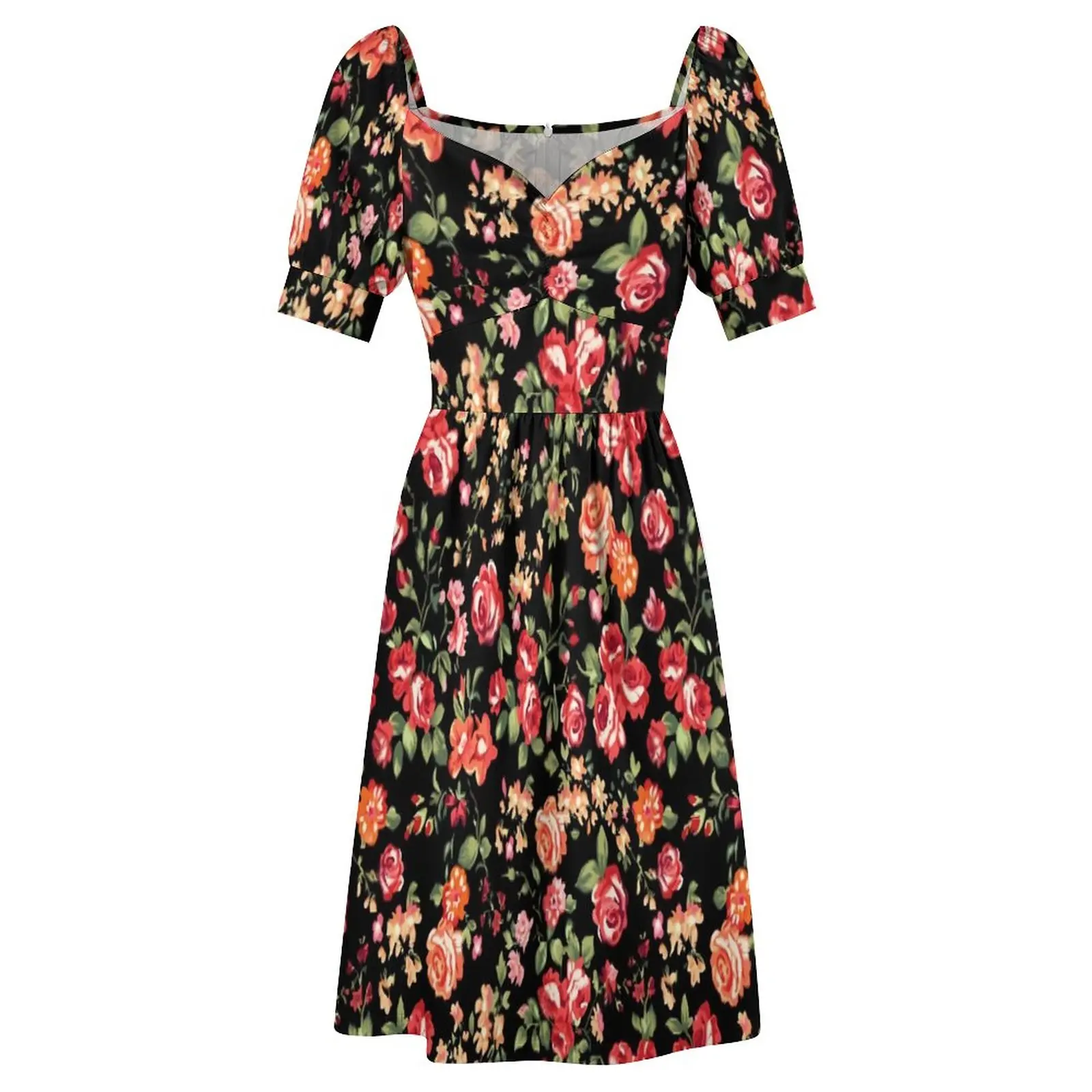 Ditsy Floral Casual Dress Flowers Print Stylish Dresses Sexy V Neck Cute Design Dress Big Size