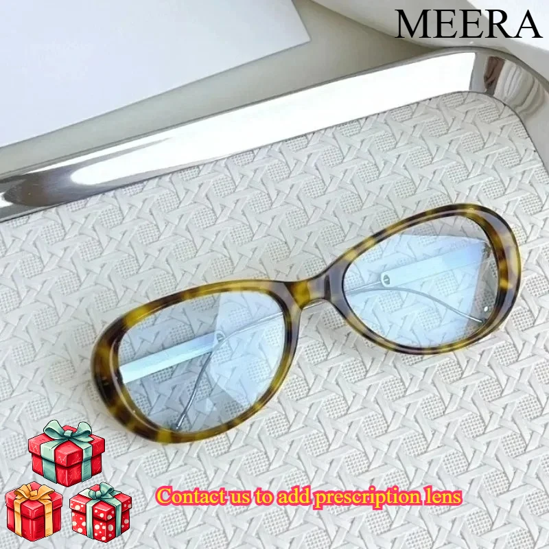 

New Acetate Oval GM Eyeglasses Titanium Temple Trendy Sunglasses Tortoise Pattern Korean Anti-Blue Optical Glasses Frames UV400